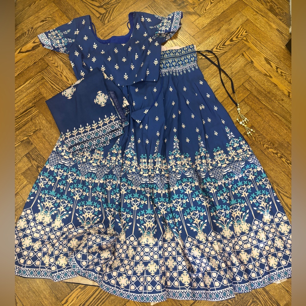 Blue and white lehenga - 3 piece
